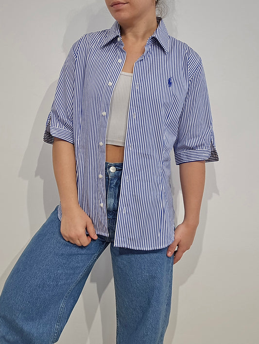 Chemise silm fit à rayures bleu - XS