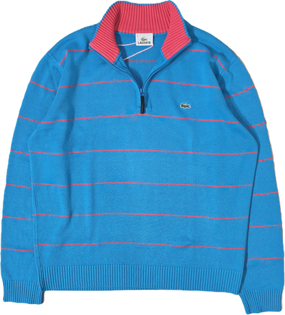 Pull camionneur bleu à rayures fushia - L