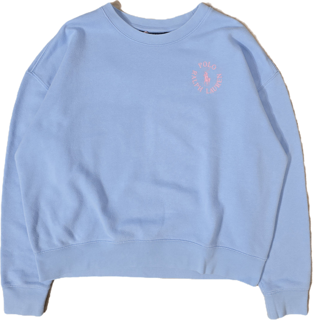 Sweat bleu ciel imprimé rose - XS