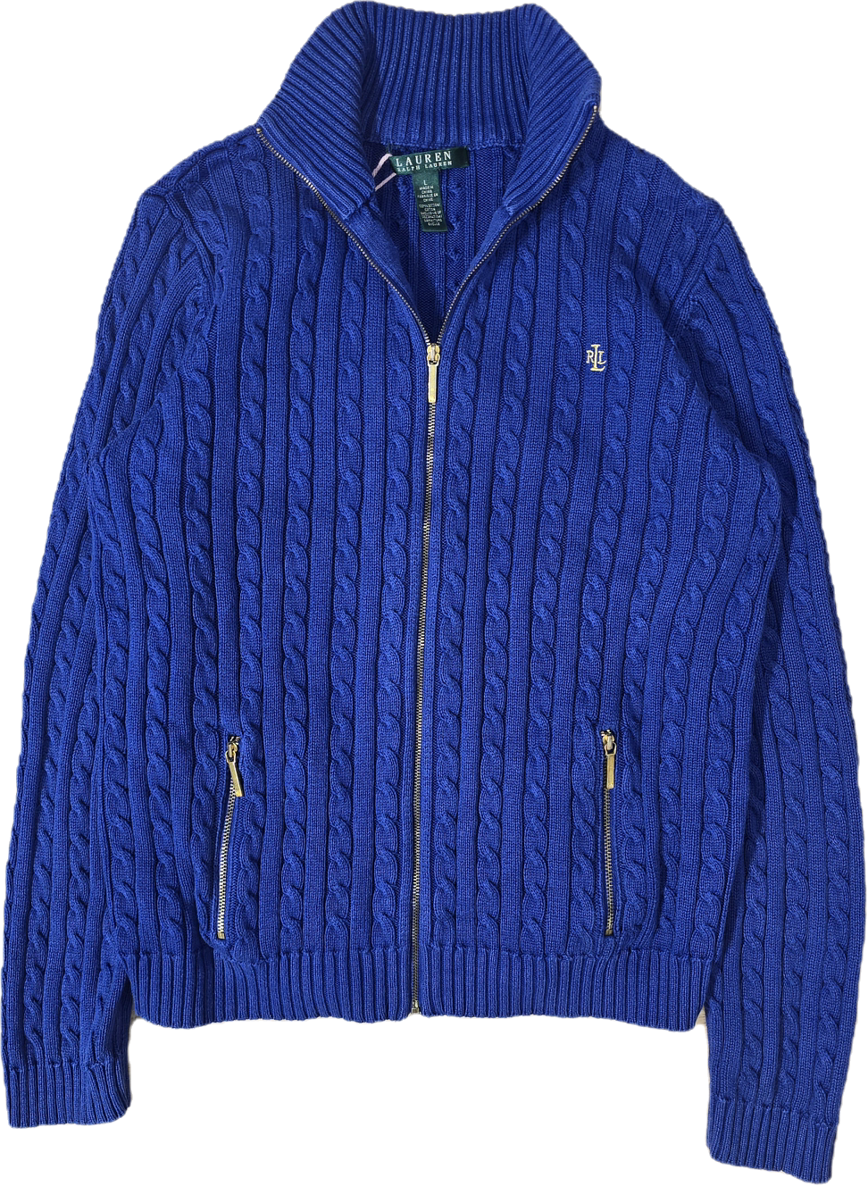 Veste en maille torsadée bleu - M