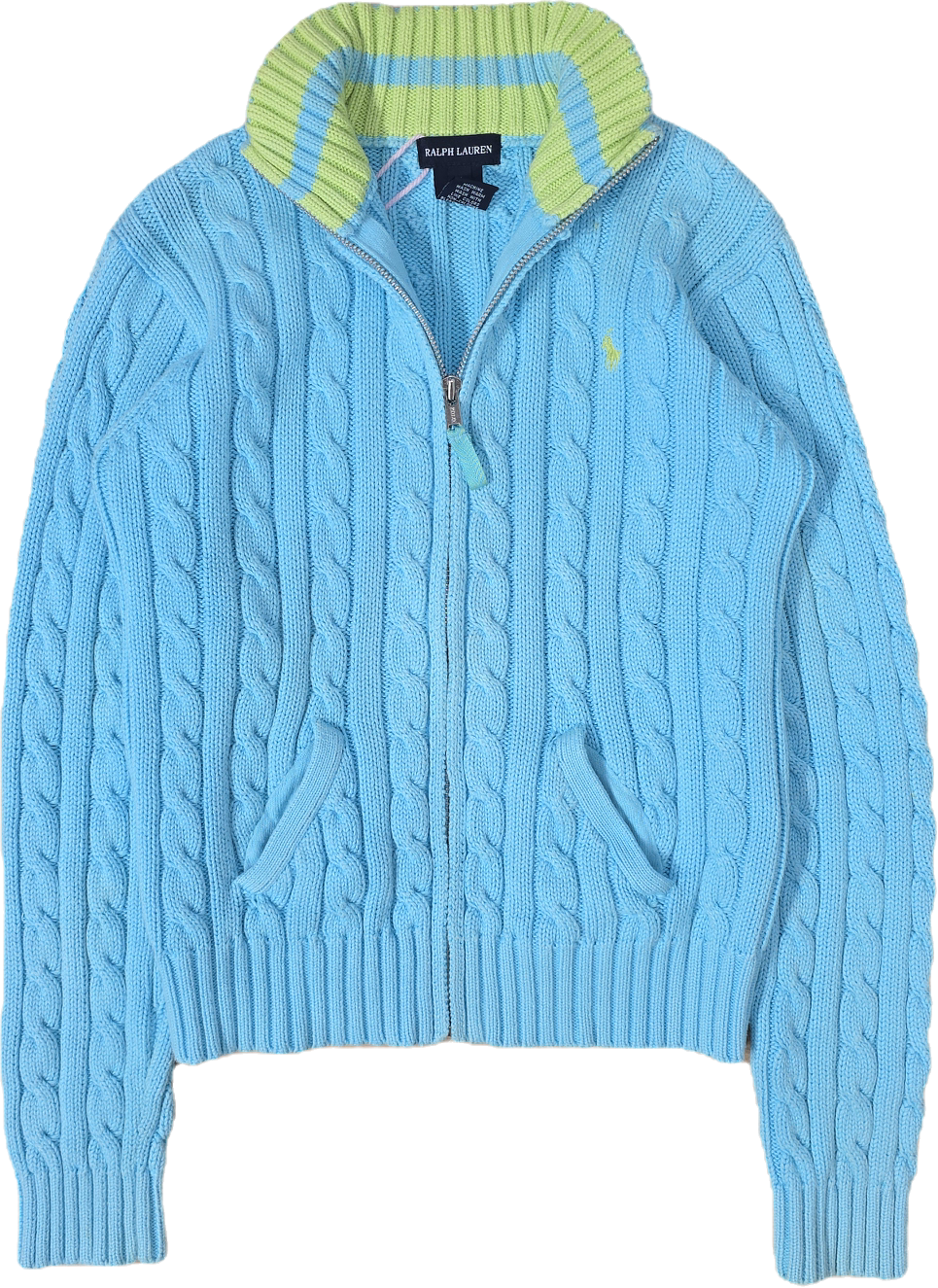 Veste en maille torsadée bleu ciel - XS
