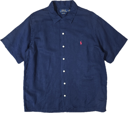 Chemise custom fit en lin marine - XL