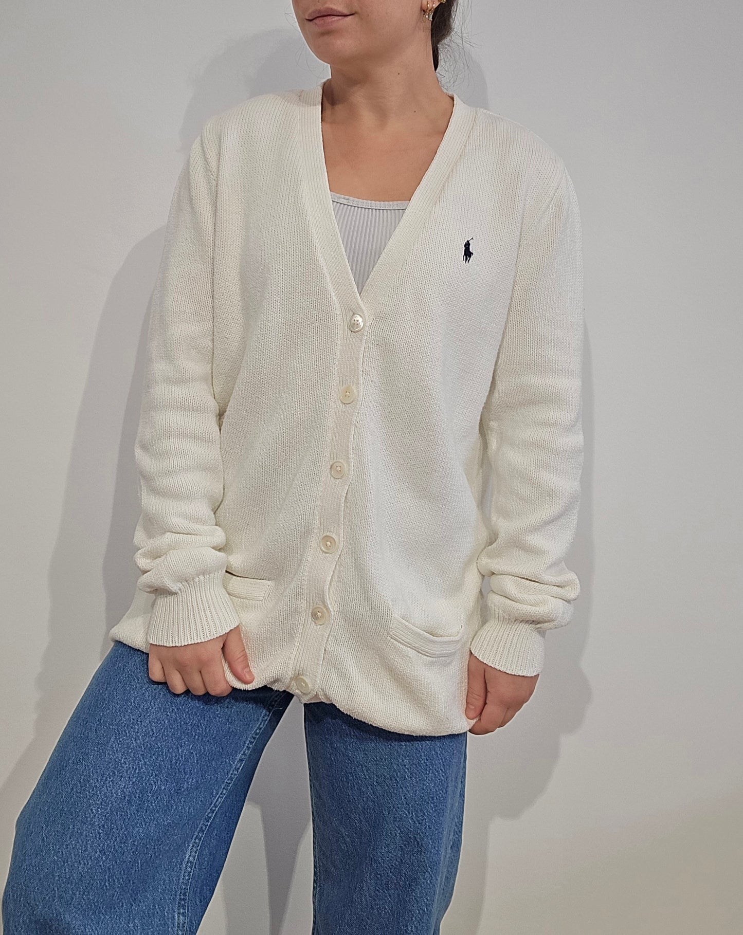 Cardigan en coton blanc - M