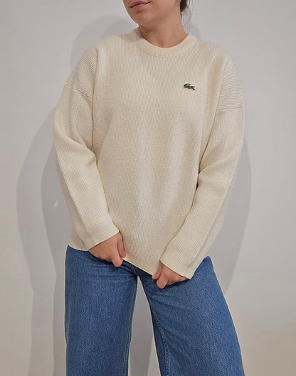 Pull en grosse maille crème des années 80'- XS/S