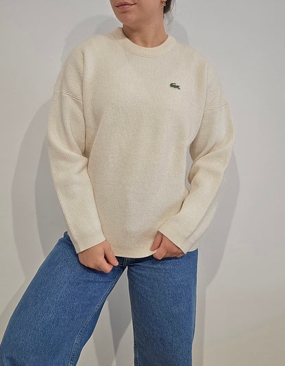 Pull en grosse maille crème des années 80'- XS/S