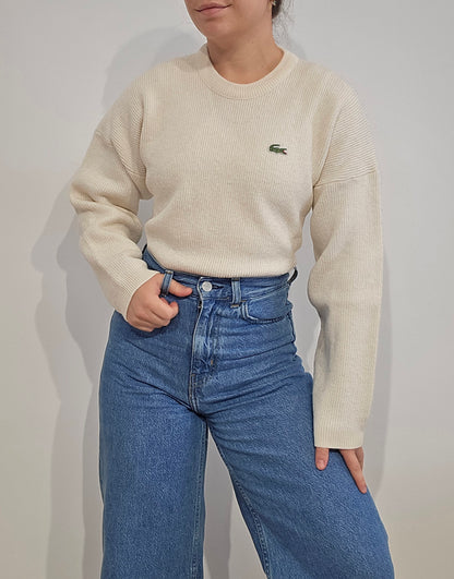 Pull en grosse maille crème des années 80'- XS/S