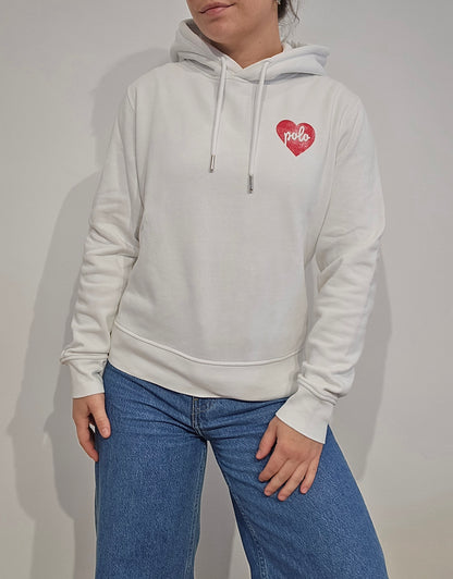 Sweat à capuche blanc coeur - XS