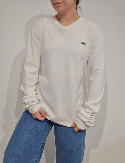 Pull col V blanc classique - L/XL
