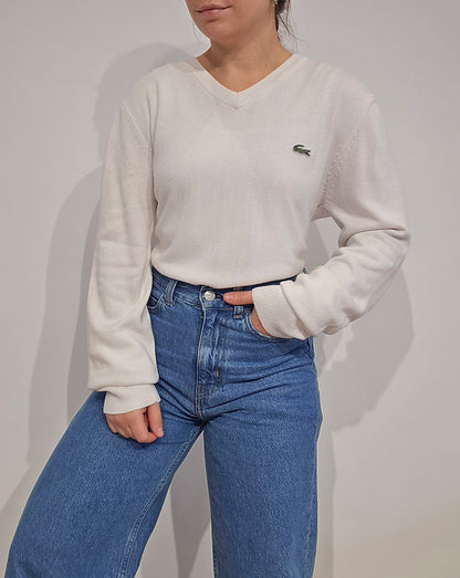 Pull col V blanc classique - L/XL