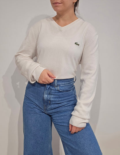 Pull col V blanc classique - L/XL
