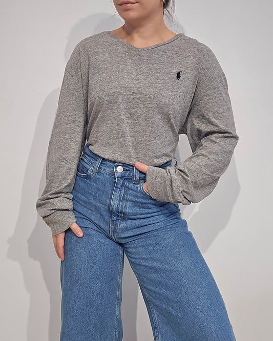 Tee-shirt gris mélangé en coton - XXL