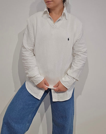 Pull sans manches en coton blanc - XL