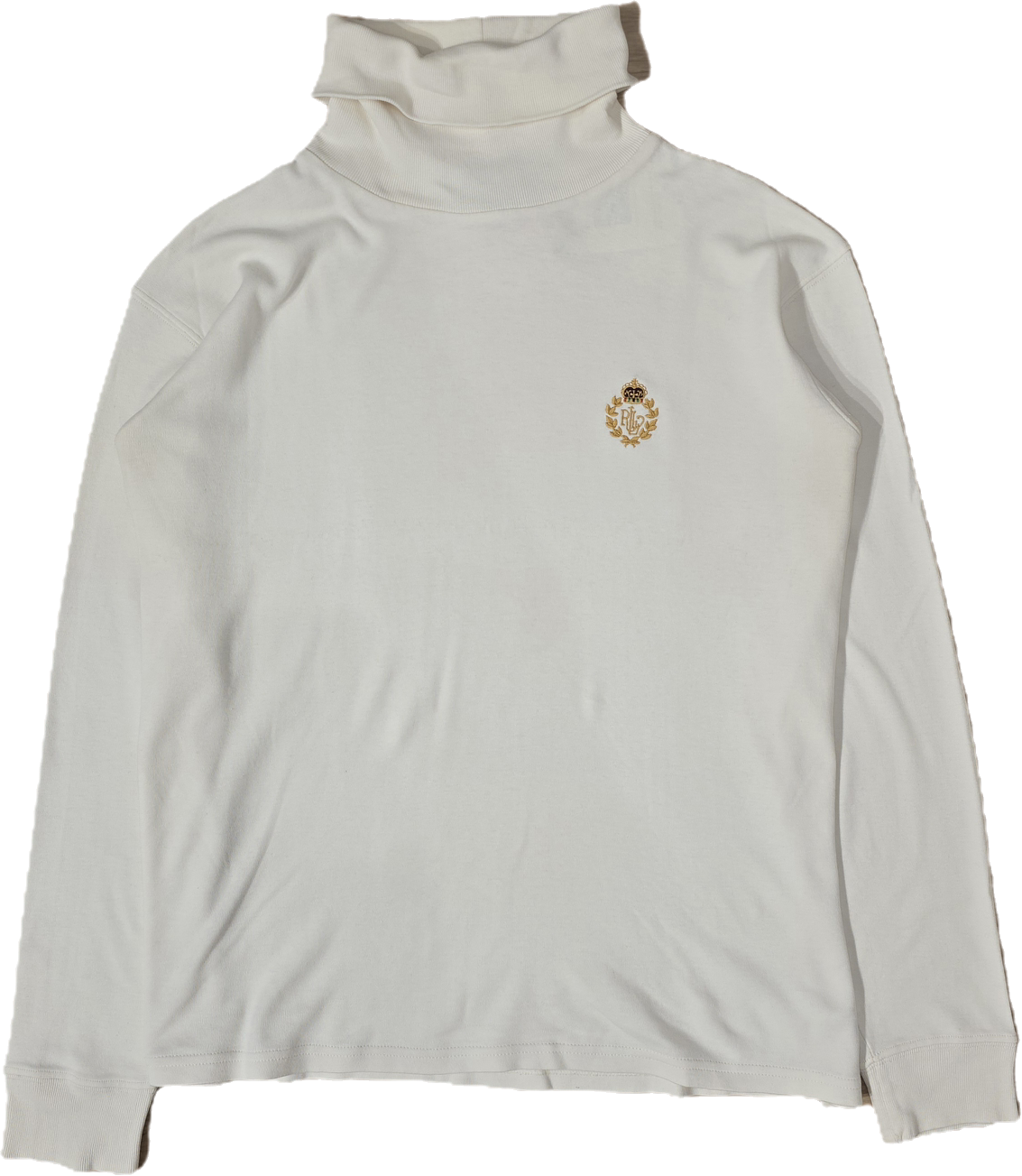Pull col roulé banc brodé des années 90' - M
