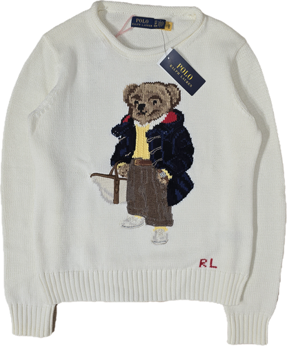 🏷 NEUF : Pull en maille crème polo bear brodé de collection - XS