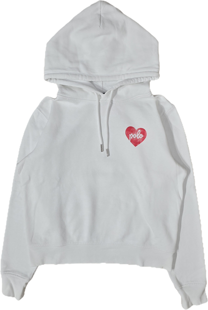 Sweat à capuche blanc coeur - XS