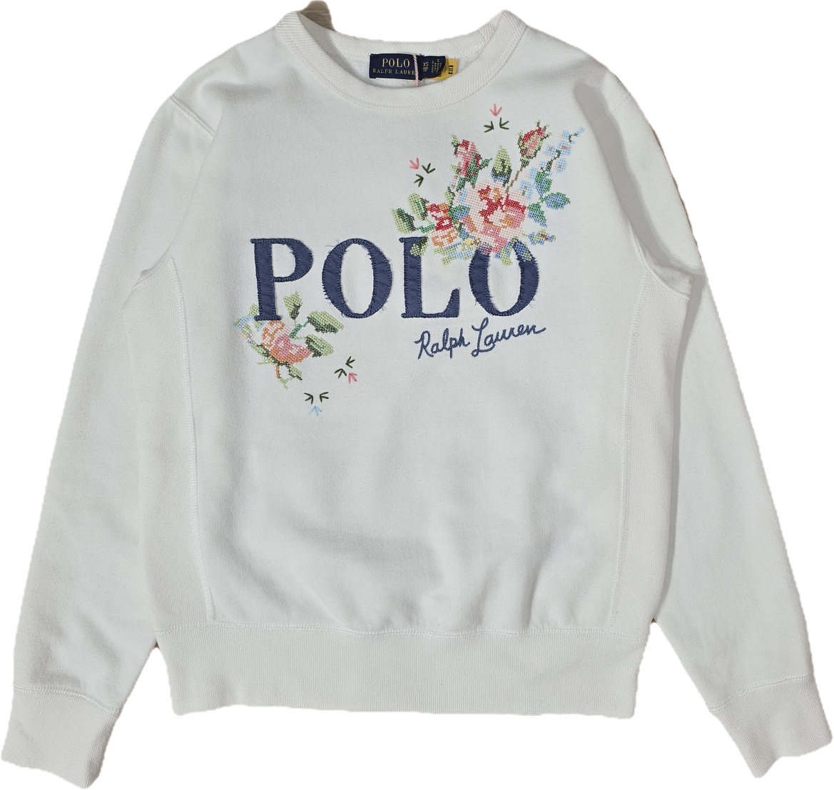 Sweat blanc brodé fleuris - XS