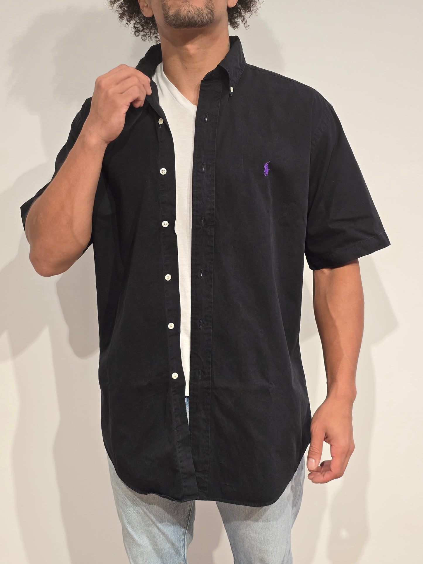 Chemise classic fit en coton noir - M/L