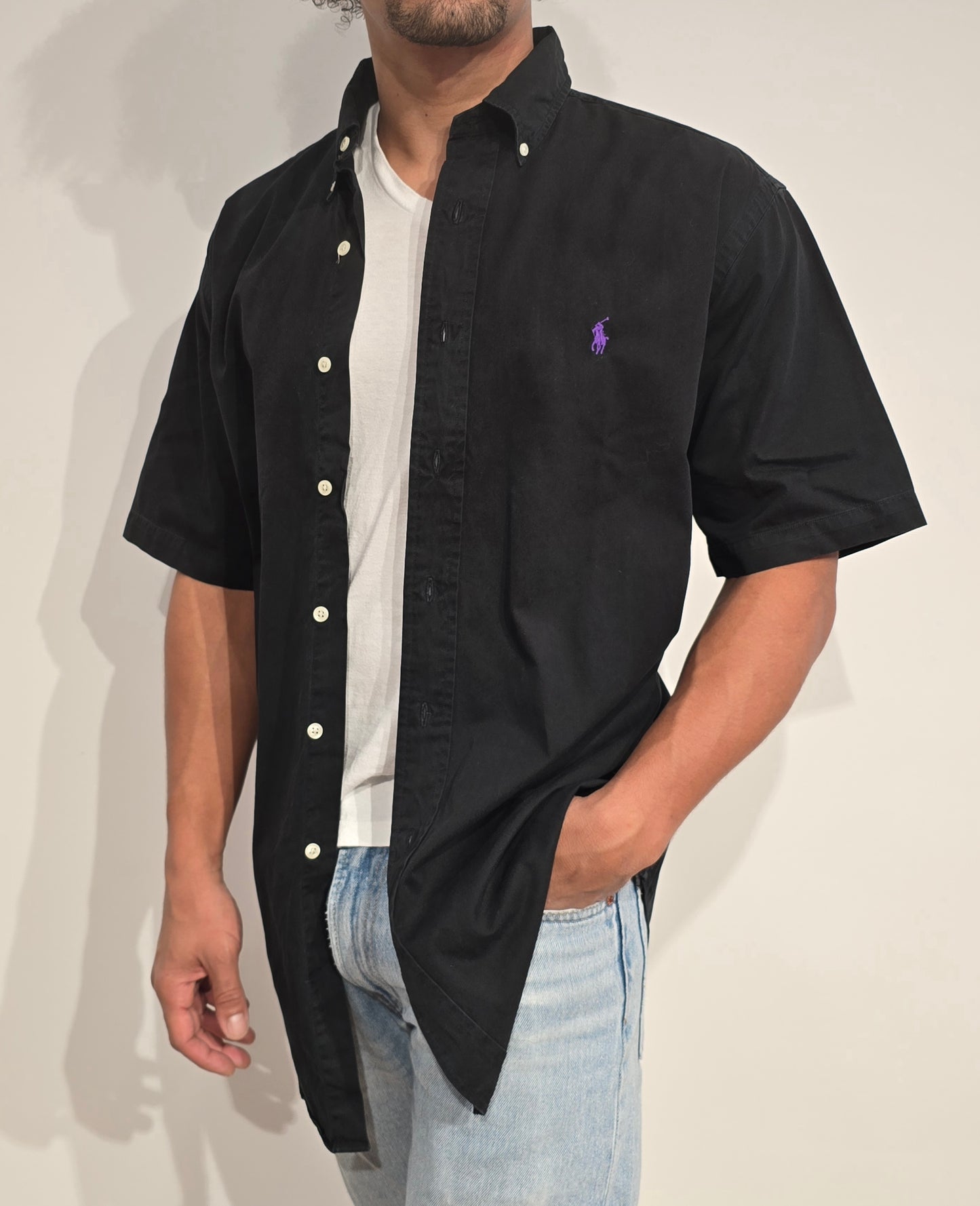 Chemise classic fit en coton noir - M/L