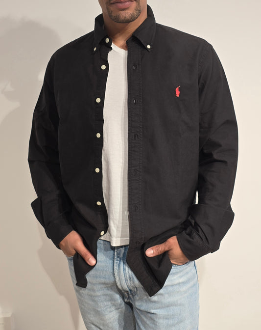 Chemise classic fit en coton noir - M