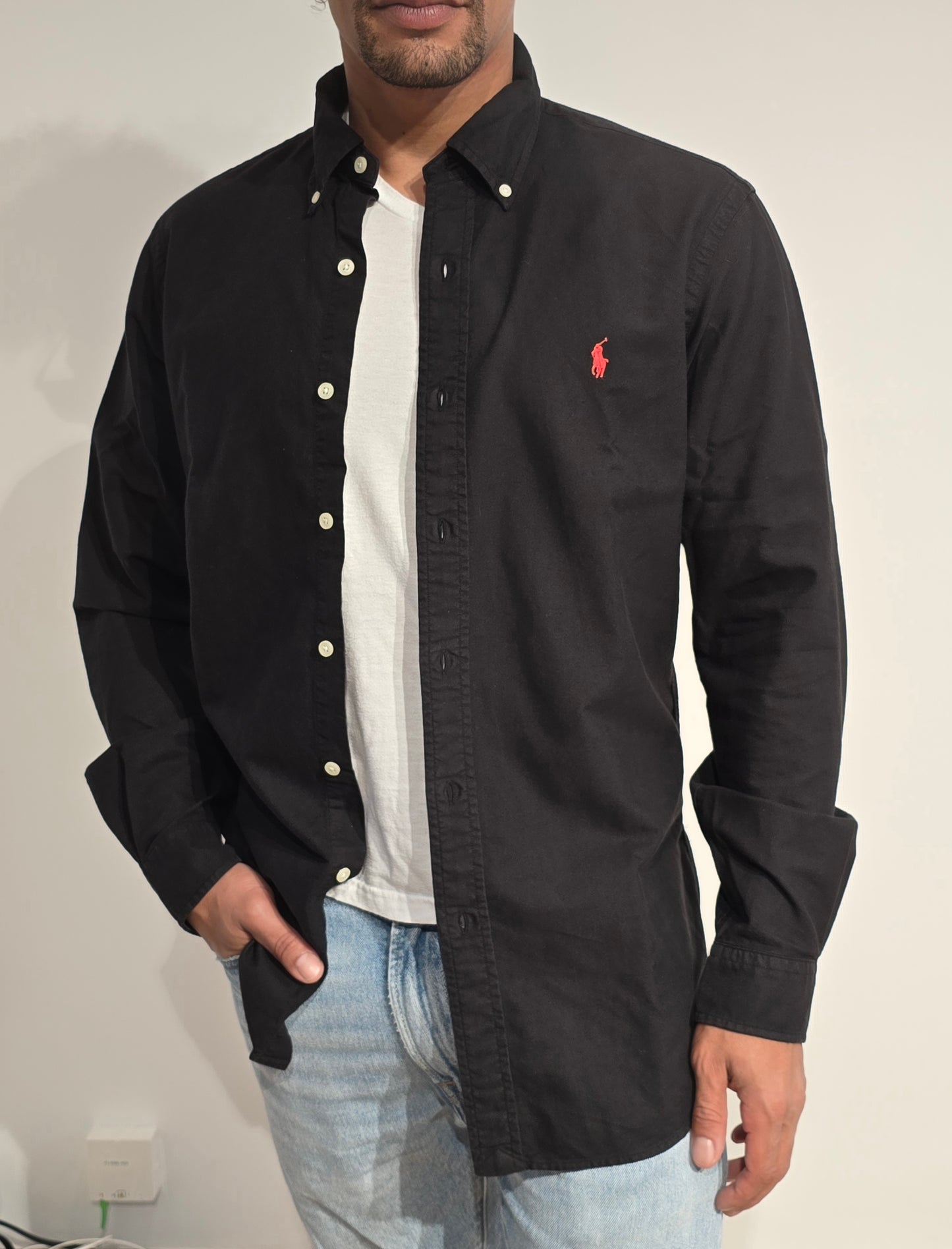 Chemise classic fit en coton noir - M