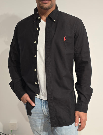 Chemise classic fit en coton noir - M