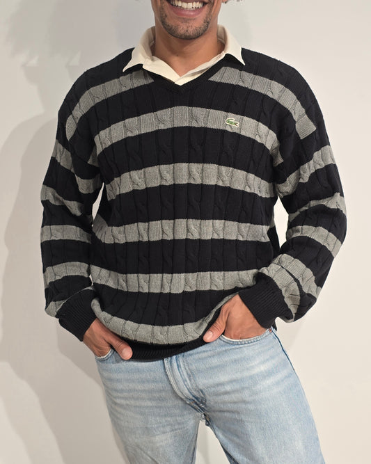 Pull col V à rayures des années 90'- M/L
