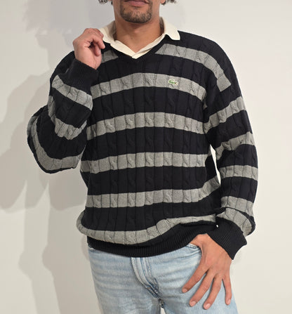 Pull col V à rayures des années 90'- M/L