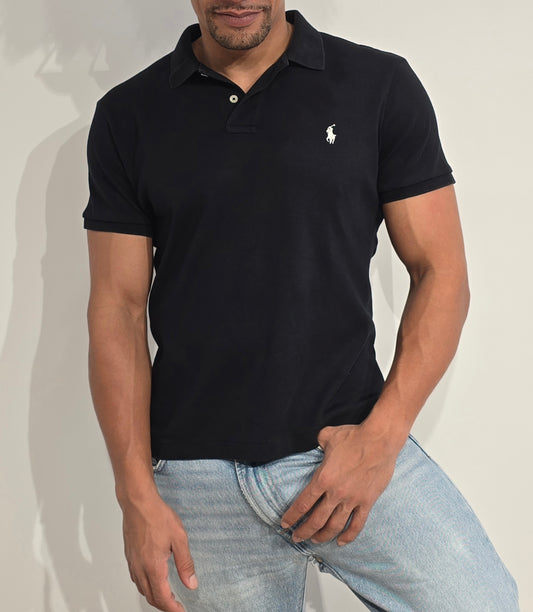 Polo classic fit en coton noir - S