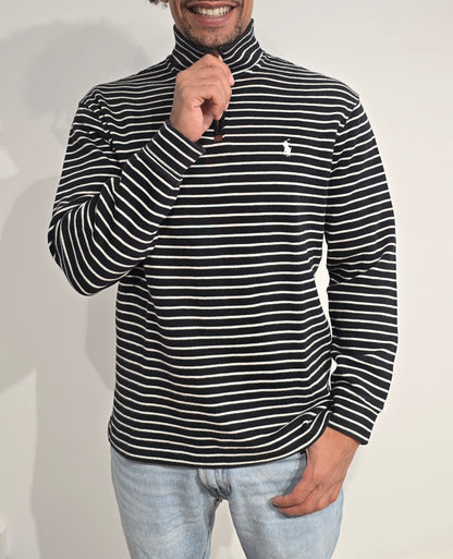 Pull camionneur à rayures noir/blanc- M