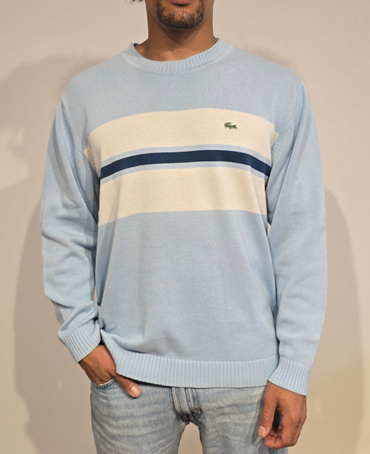 Pull col rond bleu - L