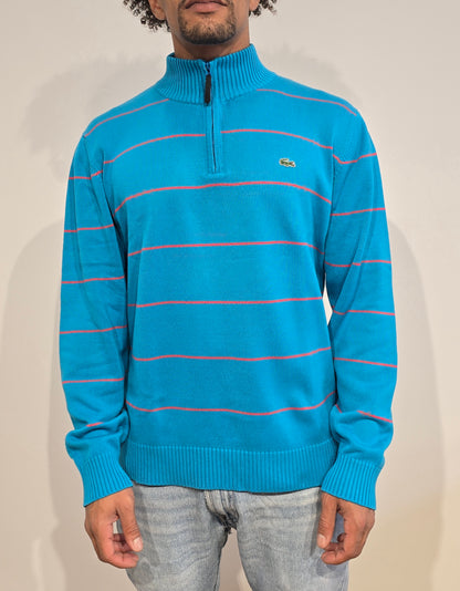 Pull camionneur bleu à rayures fushia - L
