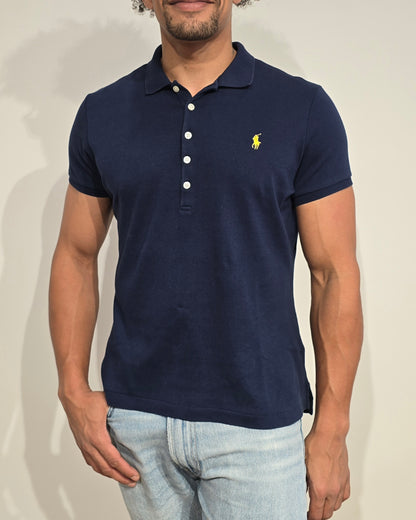 Polo silm fit en coton marine - S