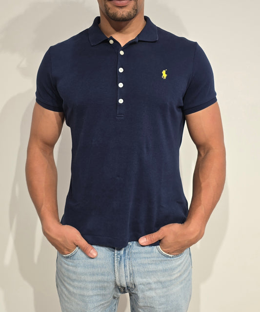 Polo silm fit en coton marine - S