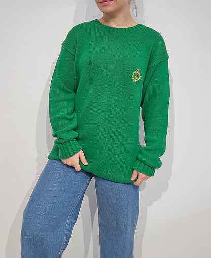 Pull en maille verte des années 90' - M/L