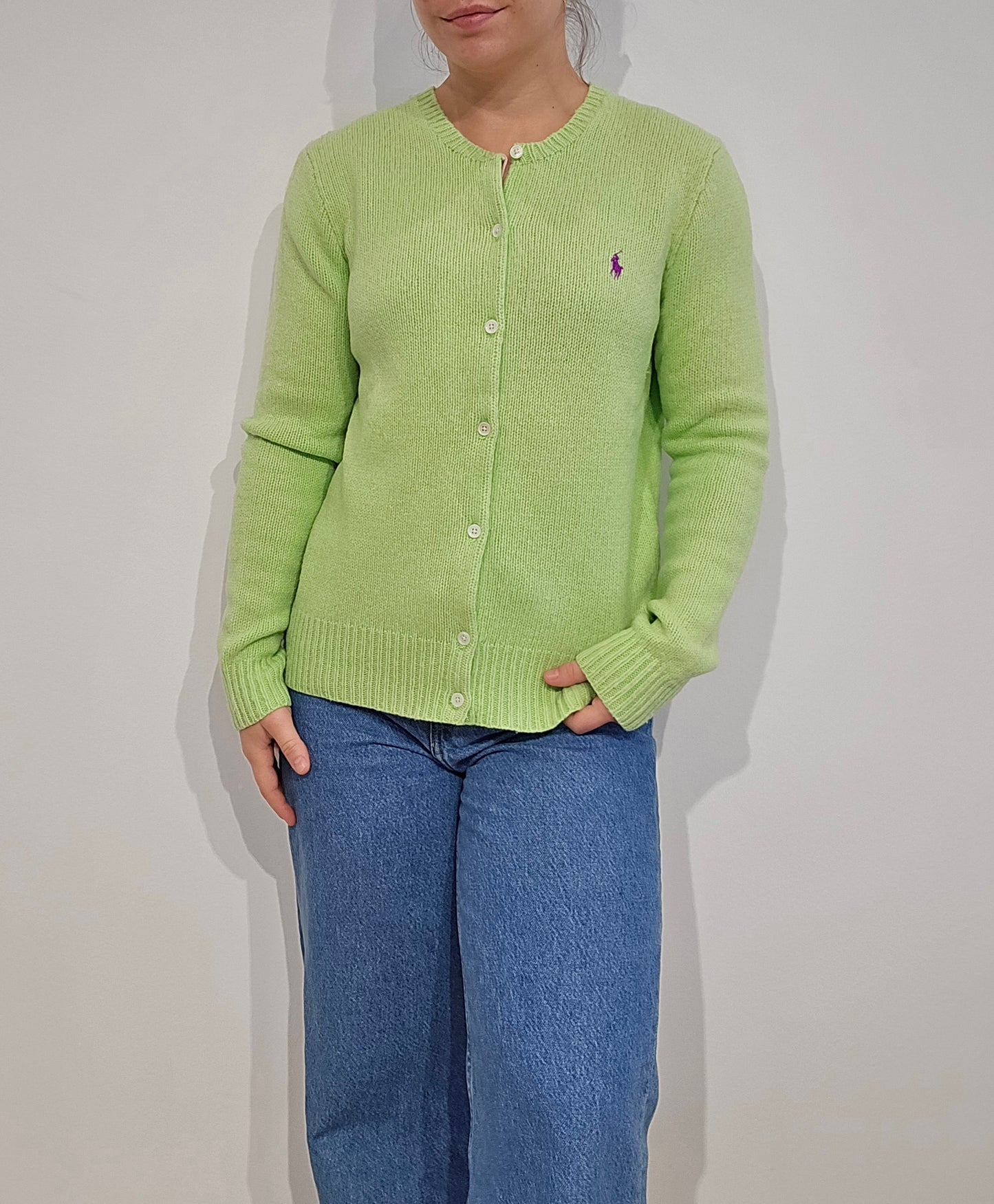 Cardigan en laine vert pomme - XS/S