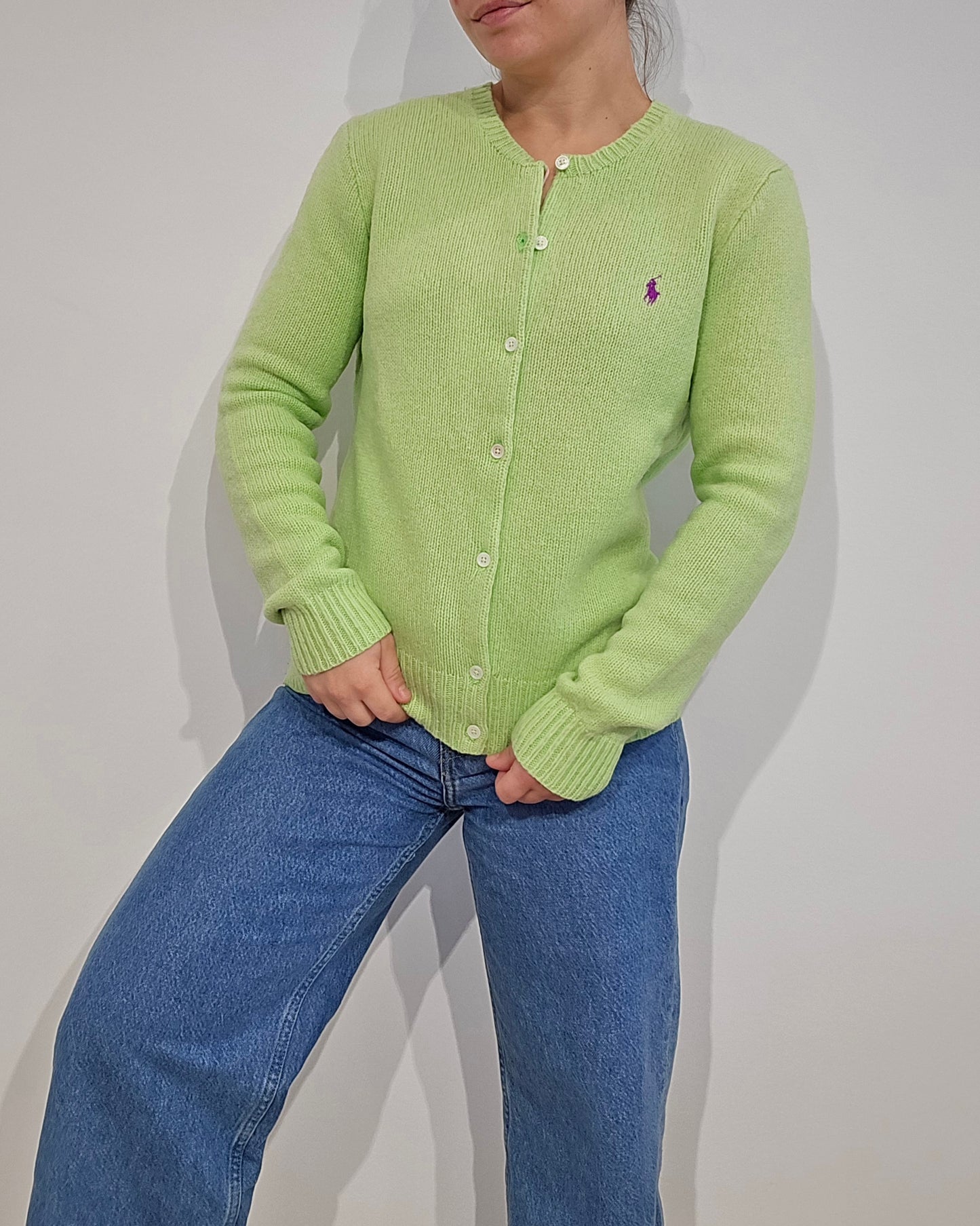 Cardigan en laine vert pomme - XS/S