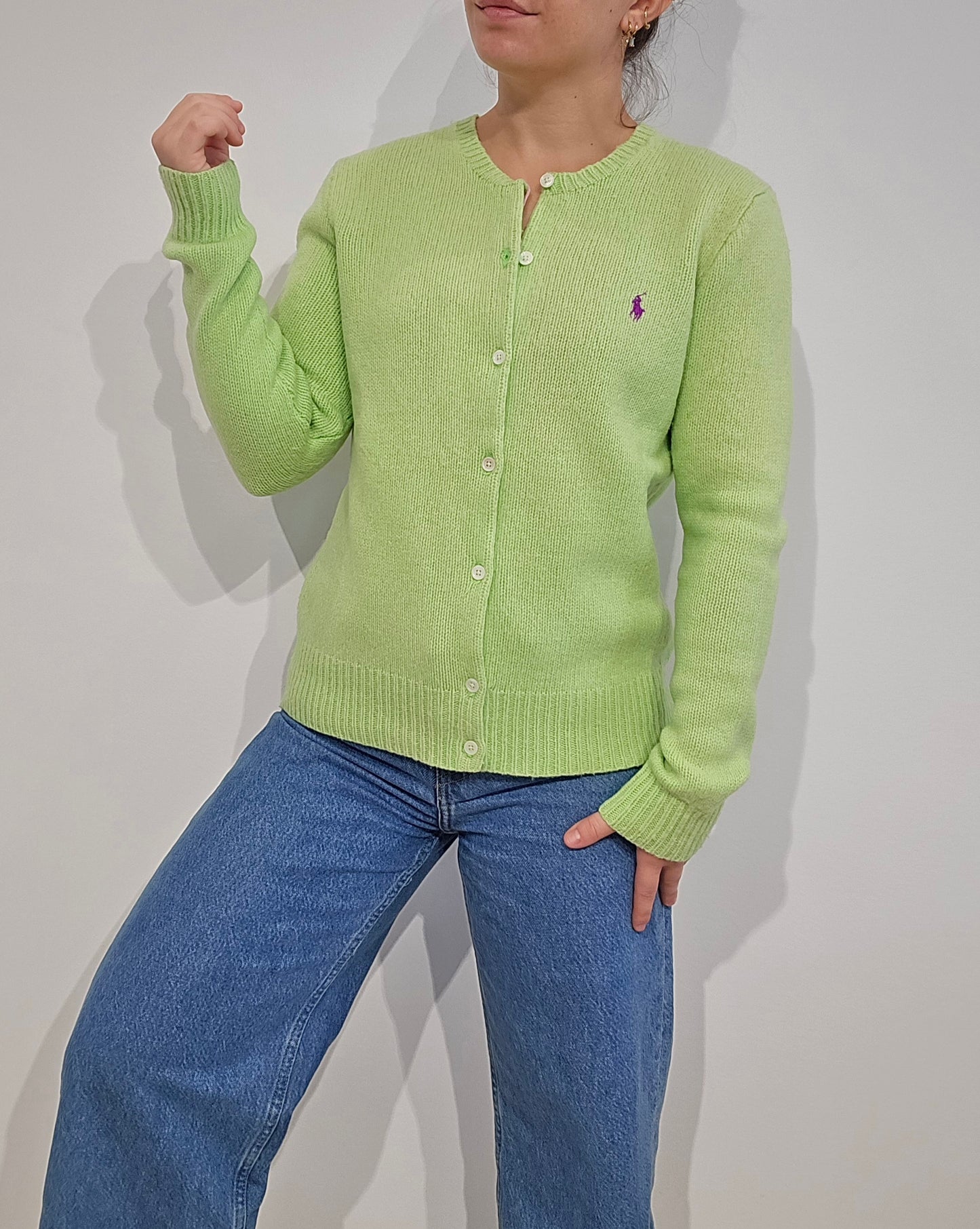 Cardigan en laine vert pomme - XS/S