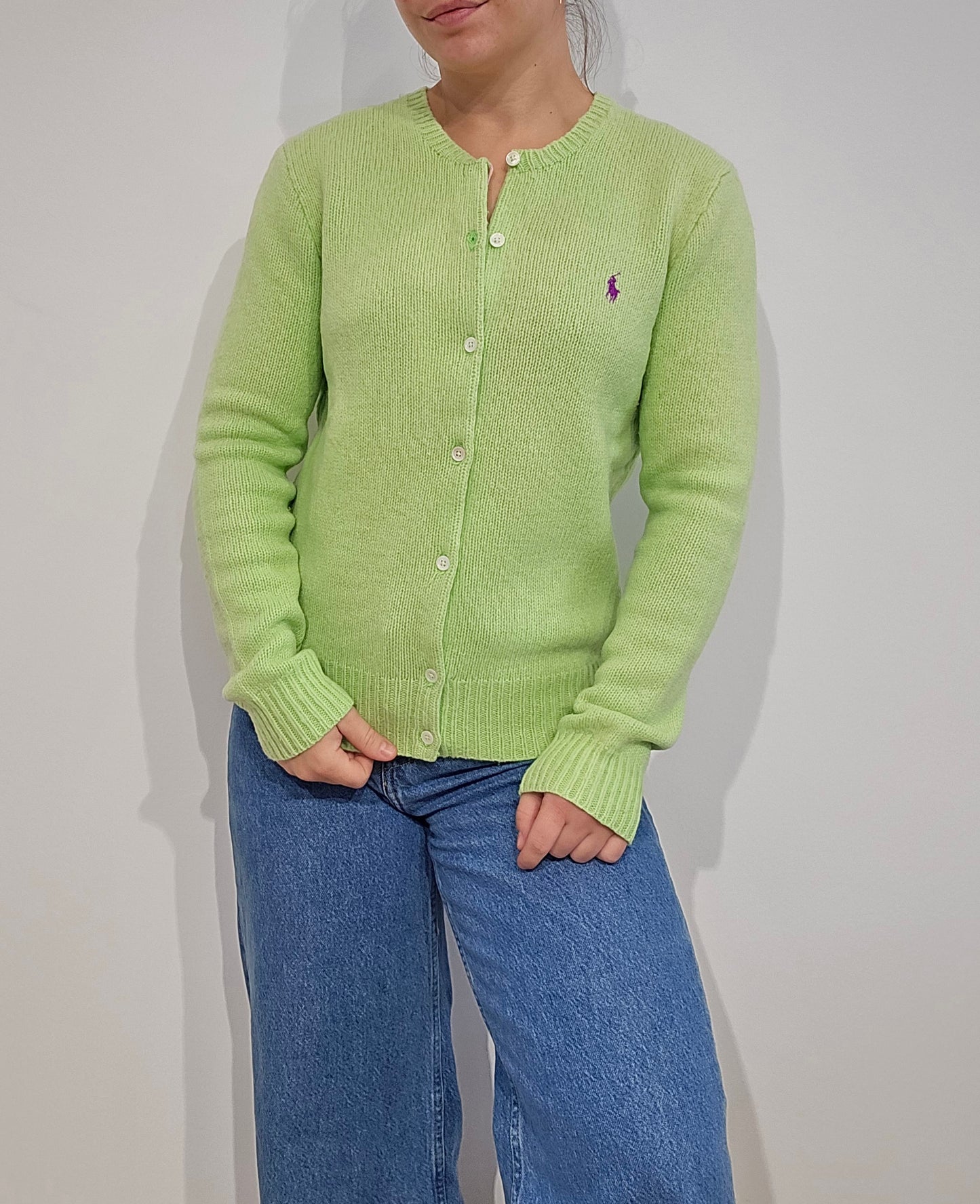 Cardigan en laine vert pomme - XS/S