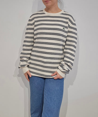 Pull en coton style marinière en maille piquée - L
