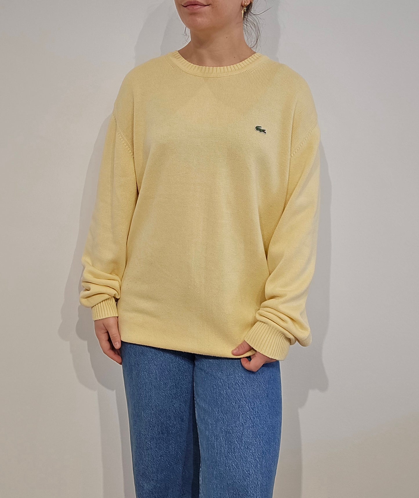 Pull uni en coton jaune - XL