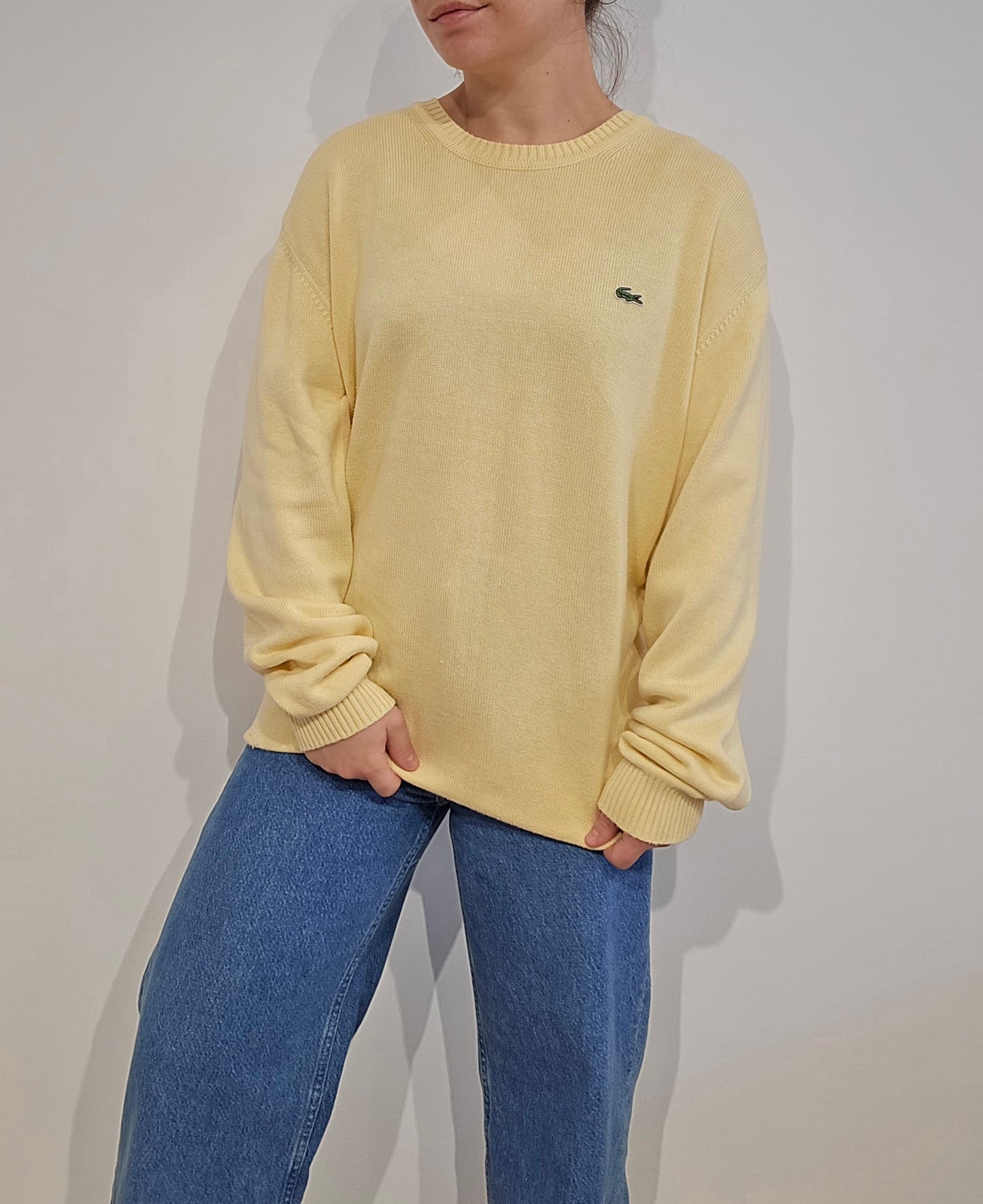 Pull uni en coton jaune - XL