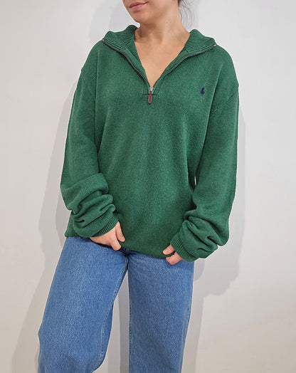 Pull camionneur Ralph Lauren en maille vert - XL