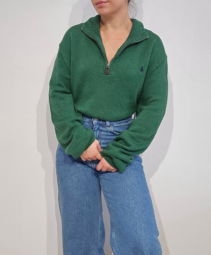 Pull camionneur Ralph Lauren en maille vert - XL