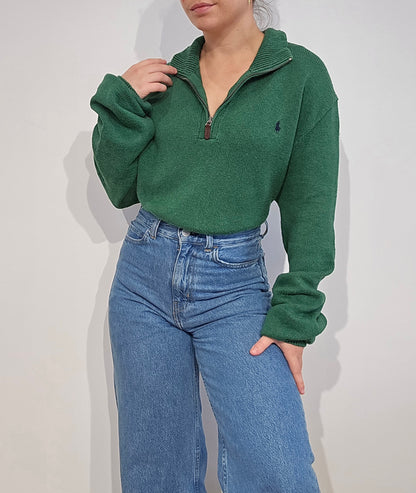 Pull camionneur Ralph Lauren en maille vert - XL