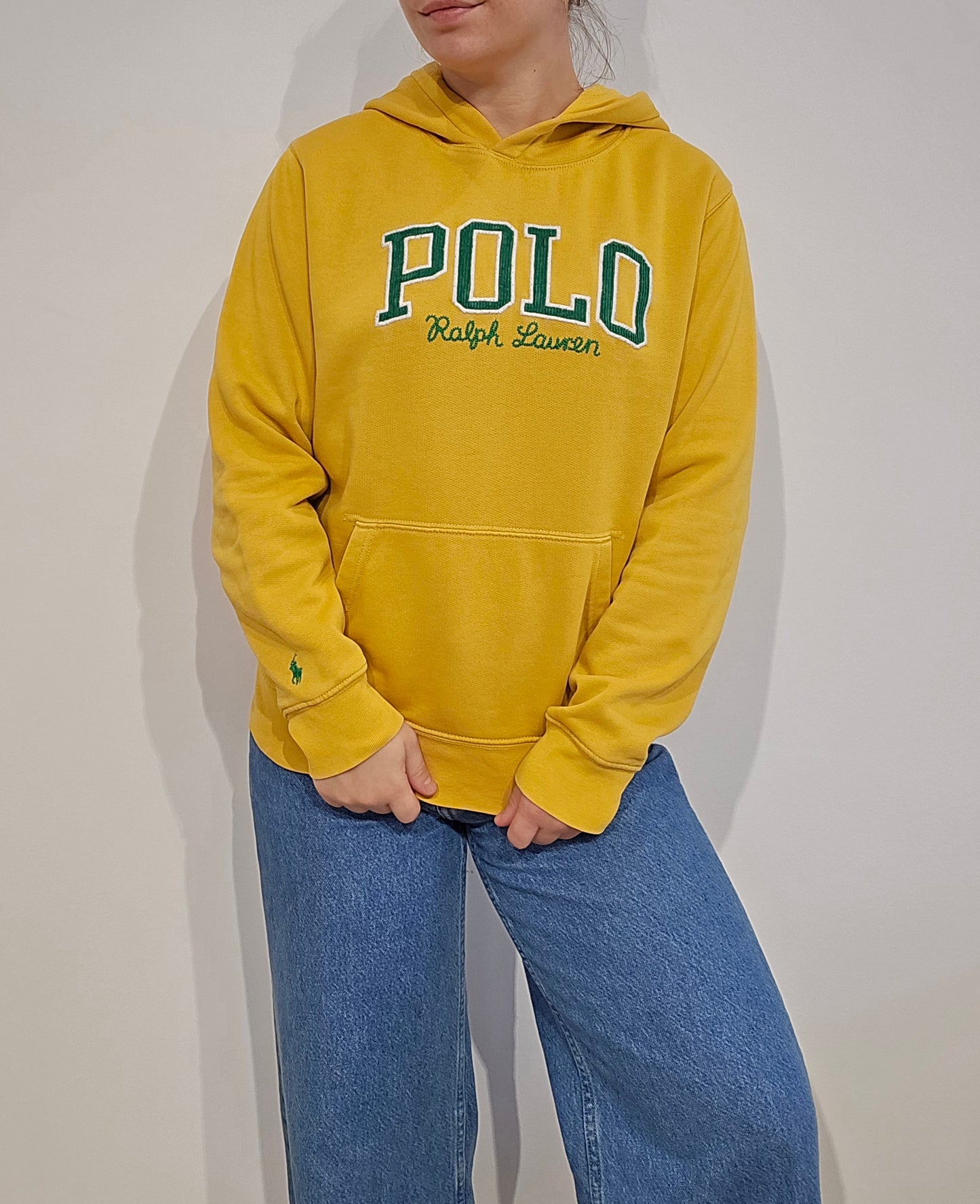 Sweat à capuche jaune brodé - XS