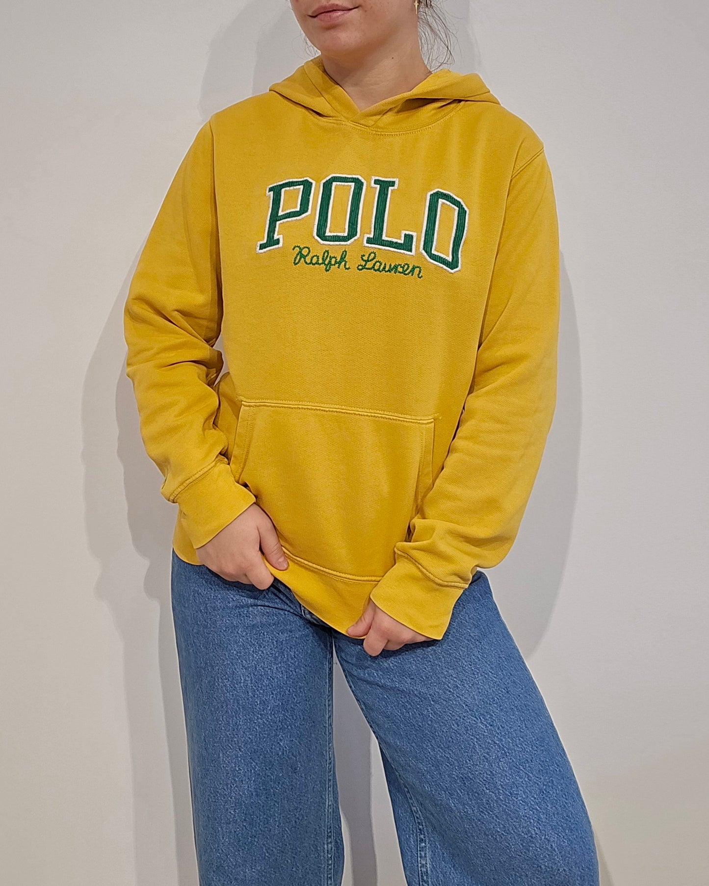 Sweat à capuche jaune brodé - XS