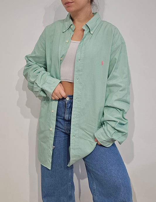 Chemise unie en coton vert - XL