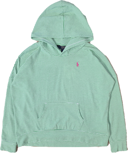 Sweat à capuche léger à rayures vertes - S