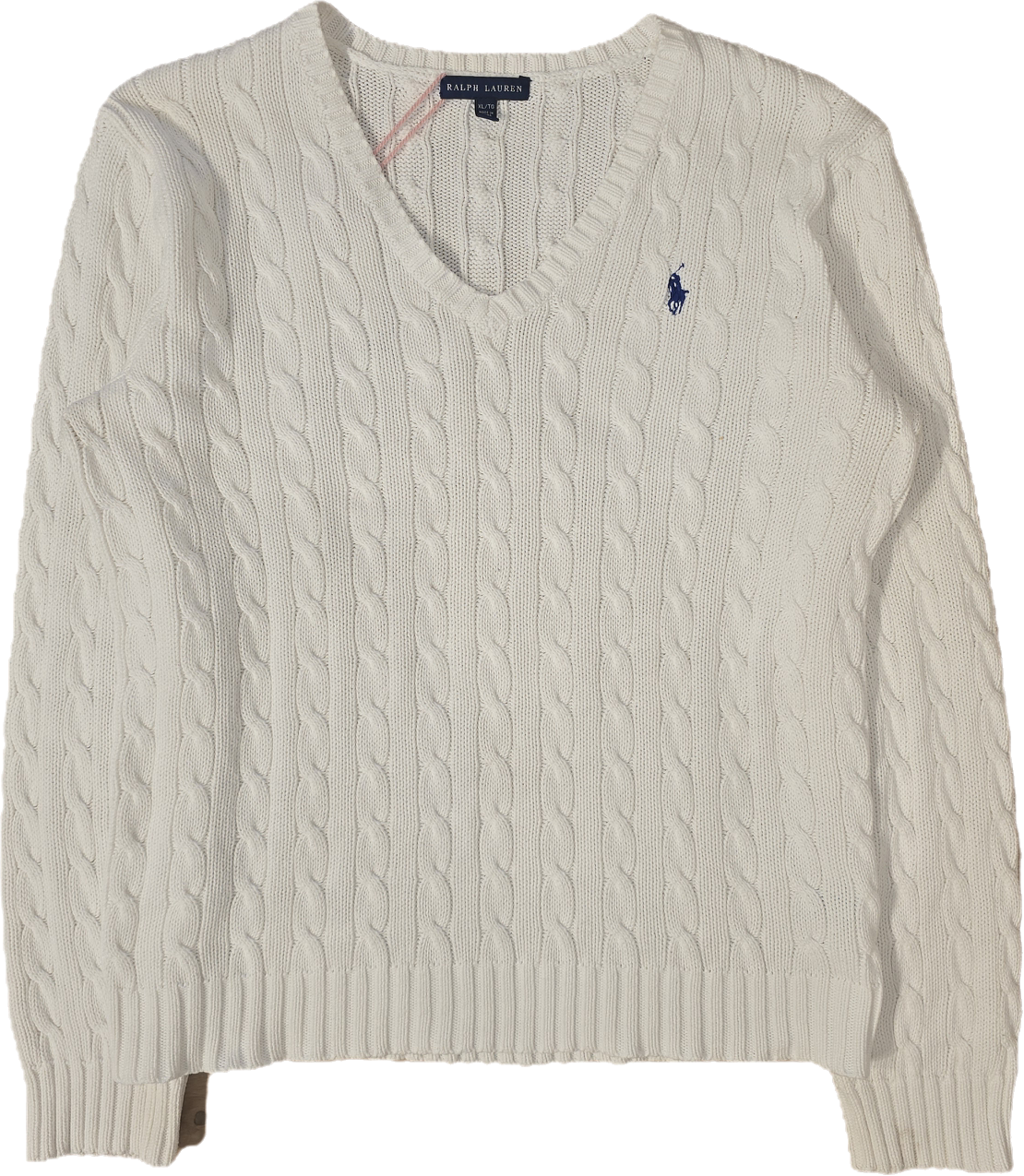 Pull col V en maille torsadée blanc - M/L