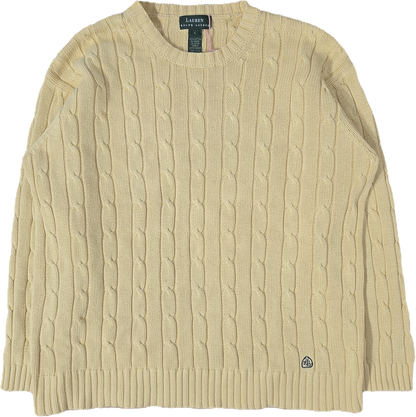 Pull en maille torsadée jaune vintage - M/L